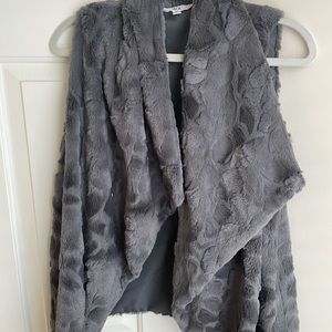 Draped furry sleeveless sweater